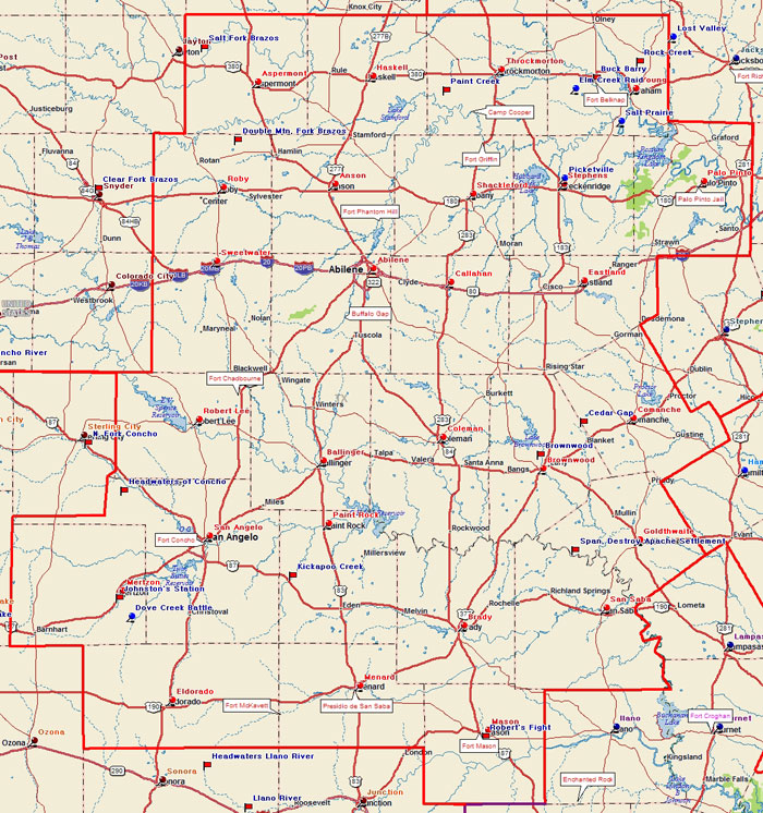 Map of Texas Forts Region