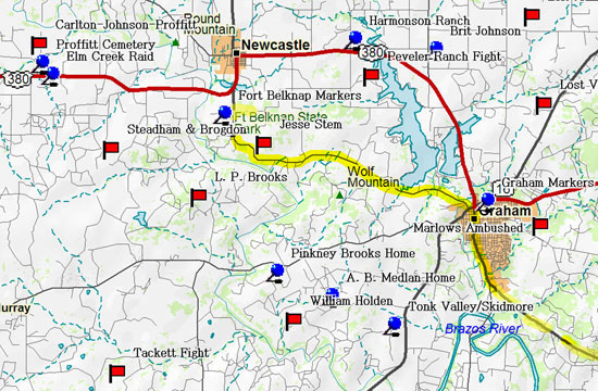 Map of Road Trip from Graham to Fort Belknap