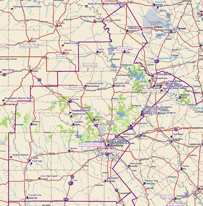 Map of Hill Country Trail Region