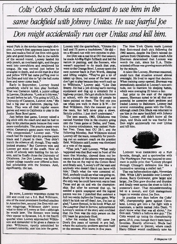 Joe Don Looney Article by Mike Shropshire, Page Three