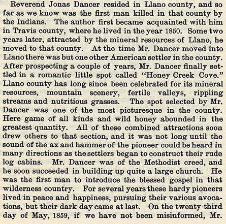 Jonas Dancer story by Wilbarger