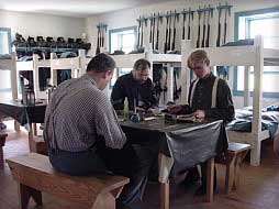 Picture of Soldiers Working in the Squad Room at Fort Larned