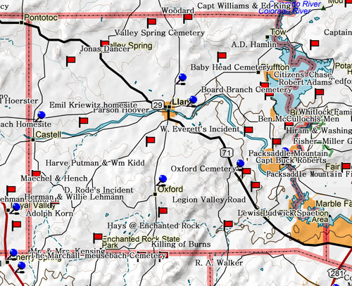 Map of Llano County Historic Sites