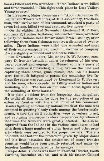 Major John B. Jones story from the book Indian Depredations in Texas by J. W. Wilbarger