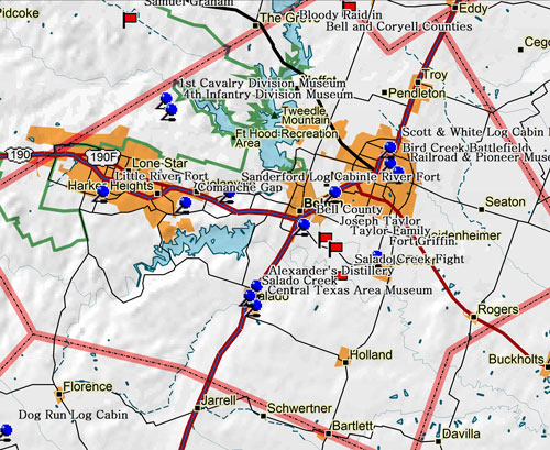 Map of Bell County Historic Sites