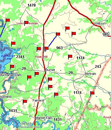 Burnet County Map