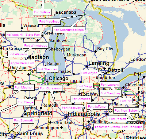 Map of Great Lakes Forts