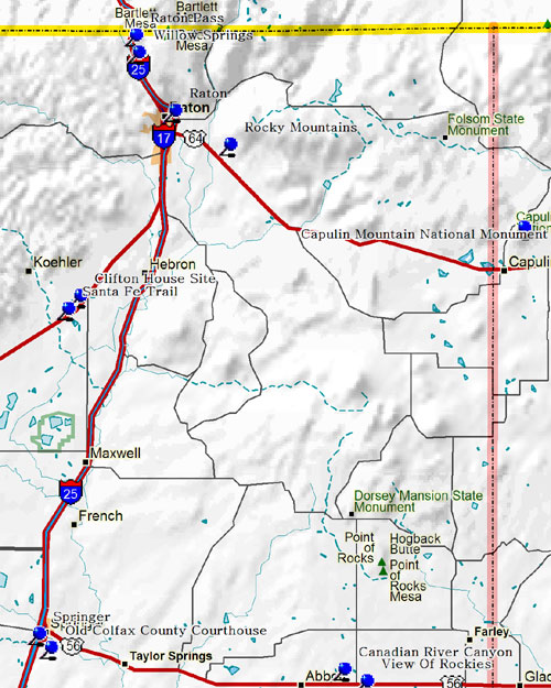 Northcentral Part of Northeastern New Mexico Map