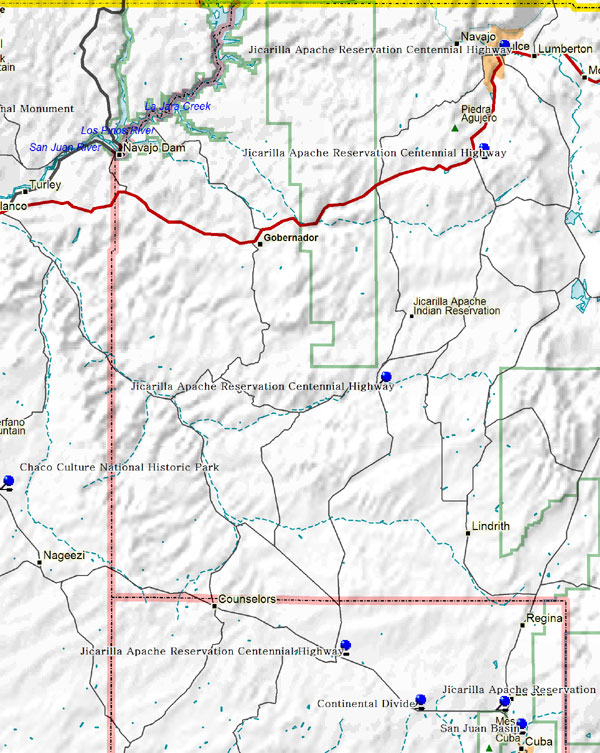 Northeast Part of Northwestern New Mexico Map