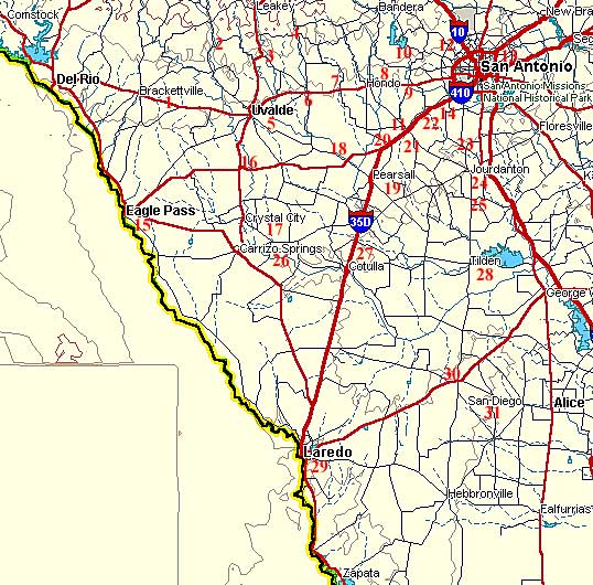 Southern Texas Map