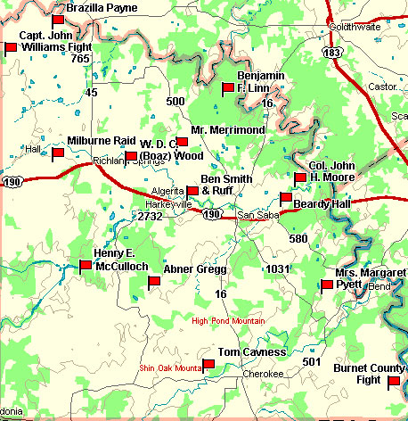 San Saba County Map