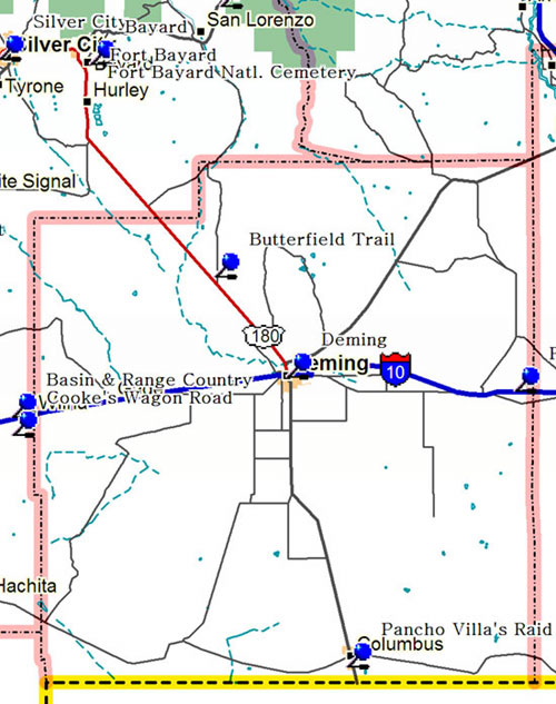 Southcentral Southwestern New Mexico Map