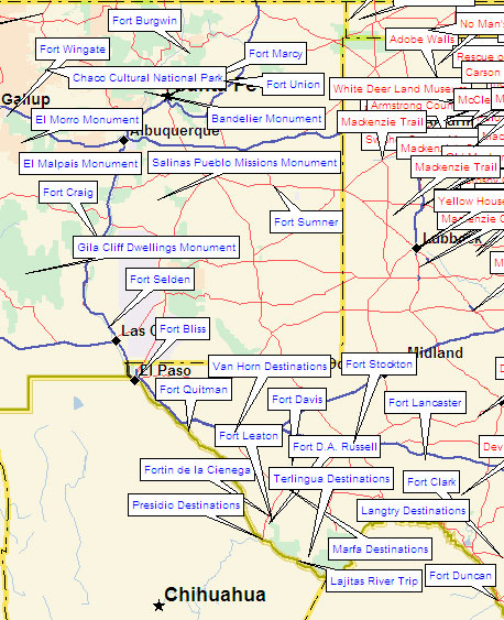 Map of Texas/New Mexico Forts