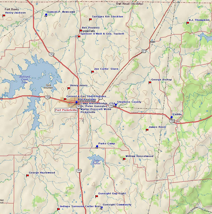 Map of Stephens County Historic Sites