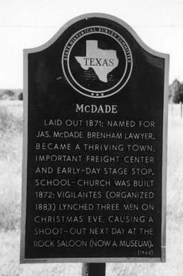 Picture of McDade Historical Marker