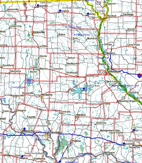 Map of Northeast Missouri Historical Markers