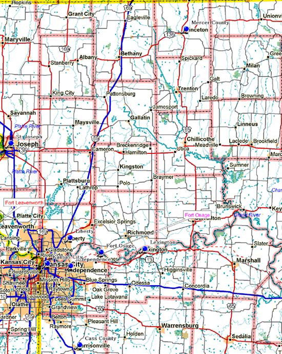 Map of Northwest Missouri Historical Markers