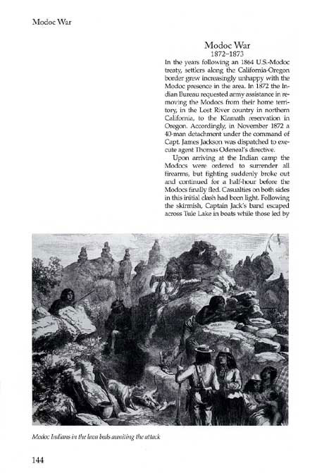 Modoc War Story by Jerry Keenan from his book, Encyclopedia of American Indian Wars