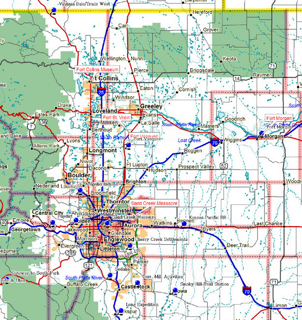 Map of North Central Colorado Historical Markers