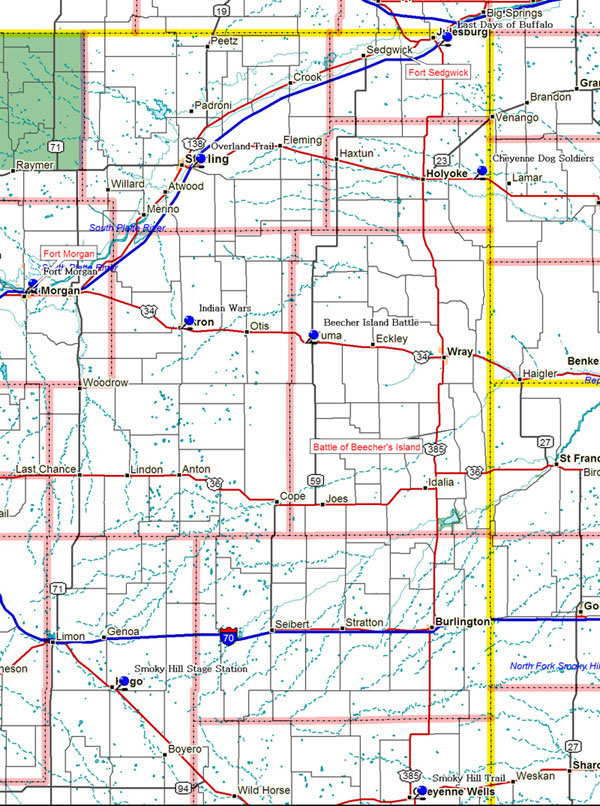 Map of Northeast Colorado Historical Markers