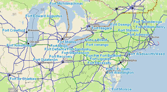 Map of Northern Early American Additional Forts