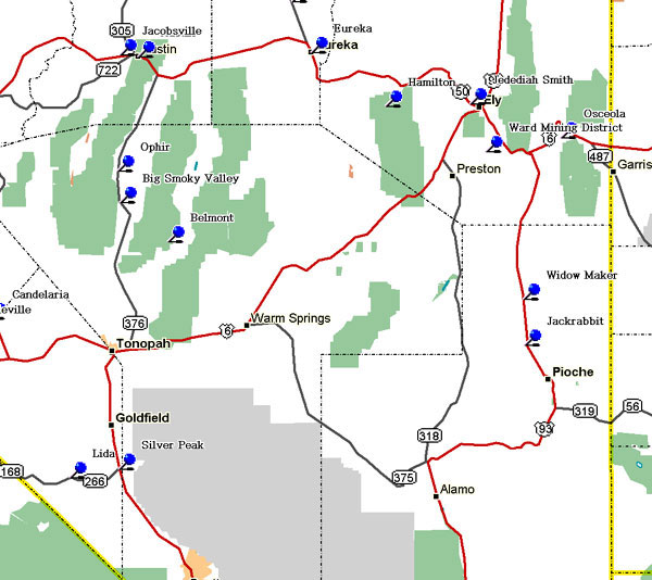 Map of Southeast Nevada Historical Markers
