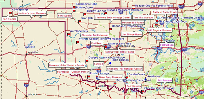 Forts in Oklahoma Map