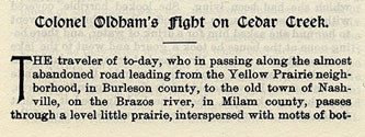Colonel Oldham's Fight on Cedar Creek