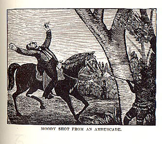 Moody Shot from an Ambuscade picture from the book Indian Depredations in Texas by J. W. Wilbarger