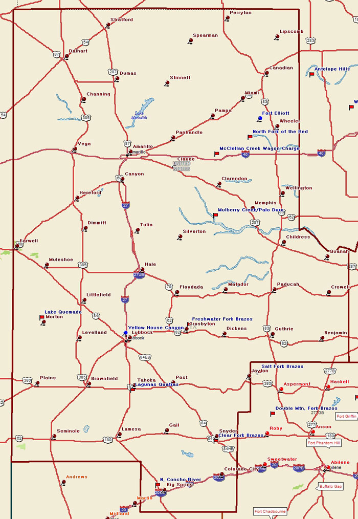 Map of the Texas Plains Trail Region