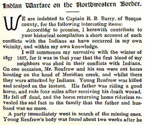 Renfro story by Wilbarger