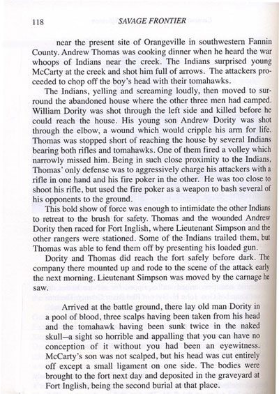 Story of McCarty and Dority Being Killed Near the Bois d' Arc