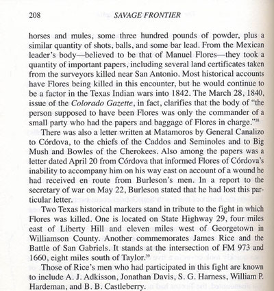 Rice, Flores Fight at the San Gabriel, May 17, 1839