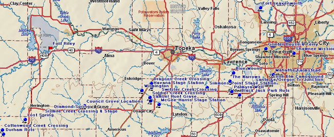 Map of Eastern Santa Fe Trail