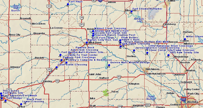 Map of Western Santa Fe Trail
