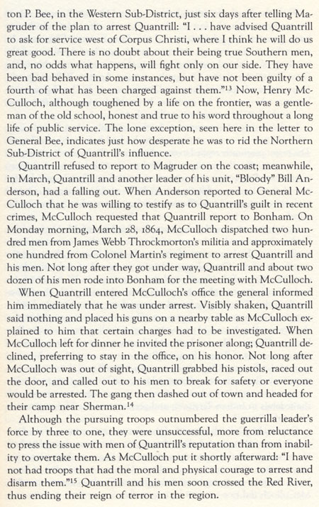 Quantrill and Bloody Bill Anderson Have a Falling Out Throckmorton Drives 'Em Out of Texas