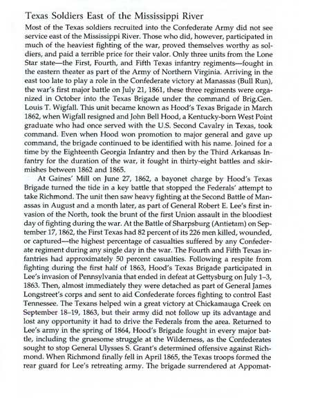 Texas Soldiers in the Civil War Eastern Battlefields Story