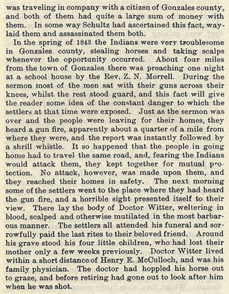 Incidents iin Southwest Texas story from the book Indian Depredations in Texas by J. W. Wilbarger