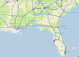 Map of States Alabama, George, South Carolina and Florida