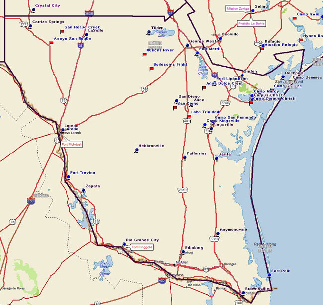 Map of the Texas Tropical Trail Region