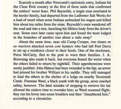 Freeman Ward Murdered Story by Ty Cashion from the Book, A Texas Frontier