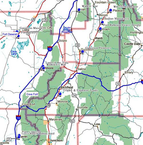 Map of Southeast Utah Historical Markers