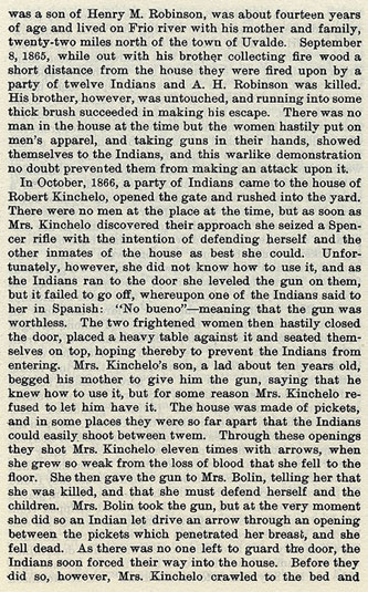 Indian Outrages in Uvalde County story from the book Indian Depredations in Texas by J. W. Wilbarger