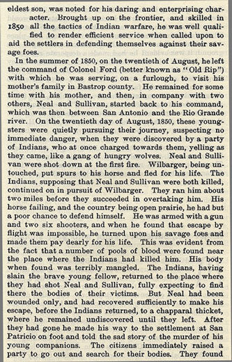 John L. Wilbarger story from the book Indian Depredations in Texas by J. W. Wilbarger