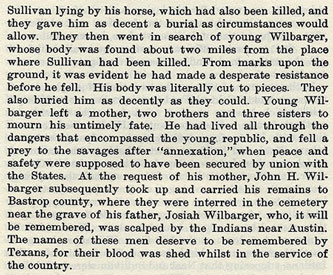 John L. Wilbarger story from the book Indian Depredations in Texas by J. W. Wilbarger